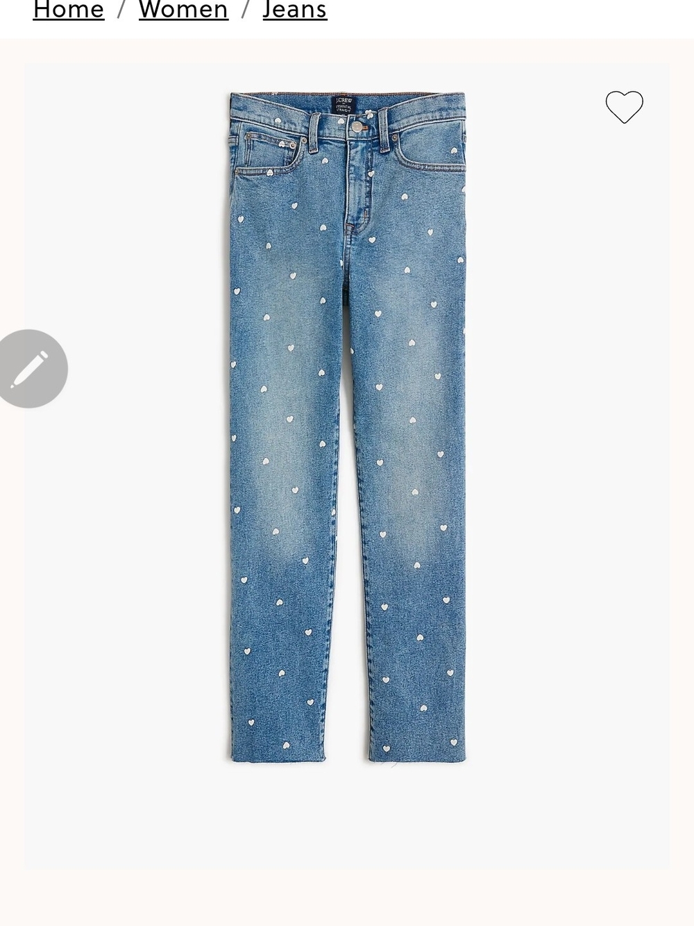 J Crew Heart Print Slim Jeans 29Tall